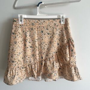 Pastel Yellow Floral Mini Skirt